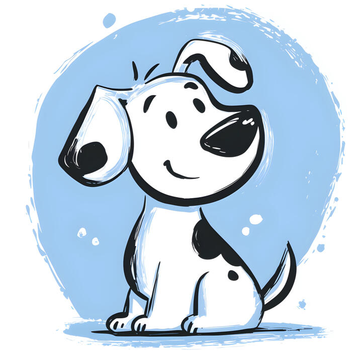 Doggone Cute Lover Shop logo - cute dog, blue background